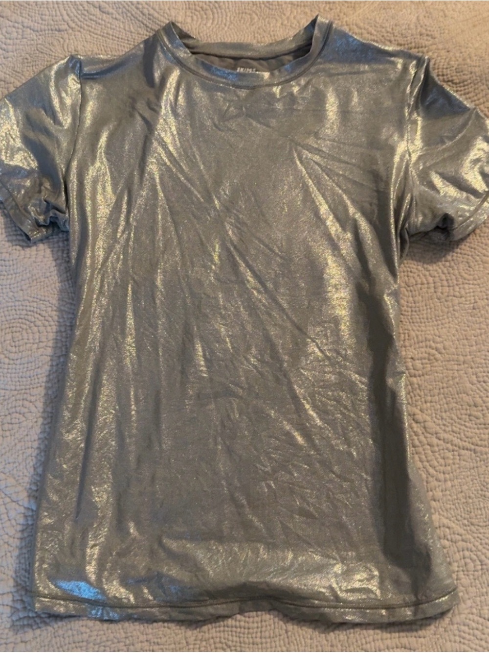 SKIMS Metallic Silver Short Sleeve Tee